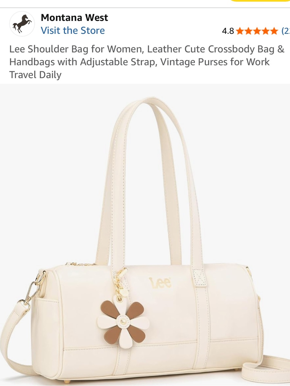 NWT Lee Beige Shoulder Bag Crossbody Purse Flower Charm Handbag